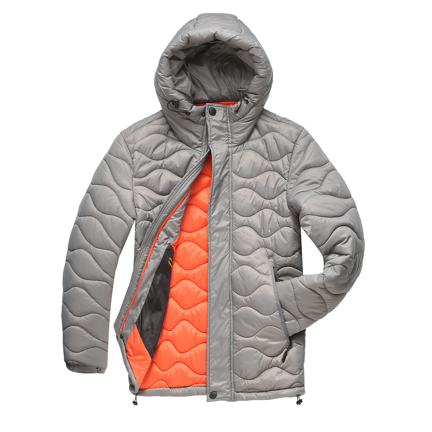 WW | Pufferjacke Gepolstert Und Winddicht Kapuze Mit Kordelzug Reißverschluss Und Druckknopfverschluss