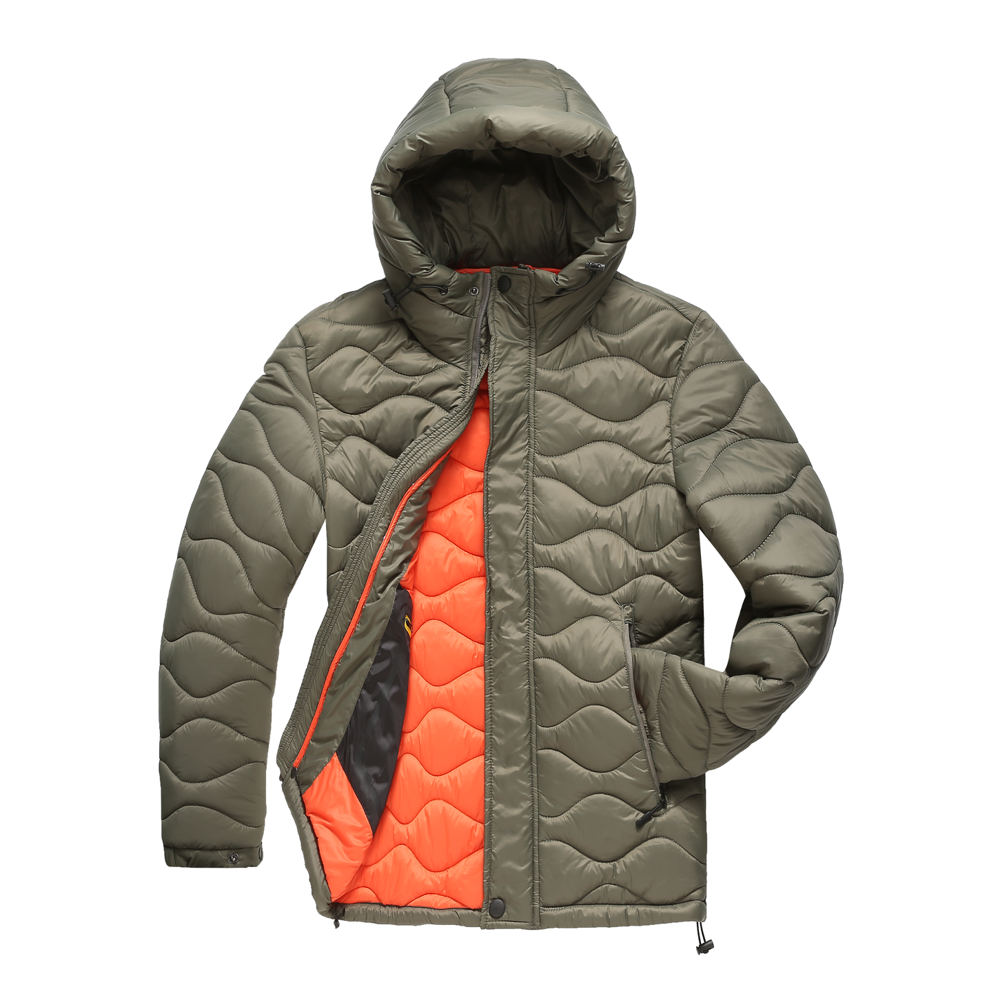 WW | Pufferjacke Gepolstert Und Winddicht Kapuze Mit Kordelzug Reißverschluss Und Druckknopfverschluss