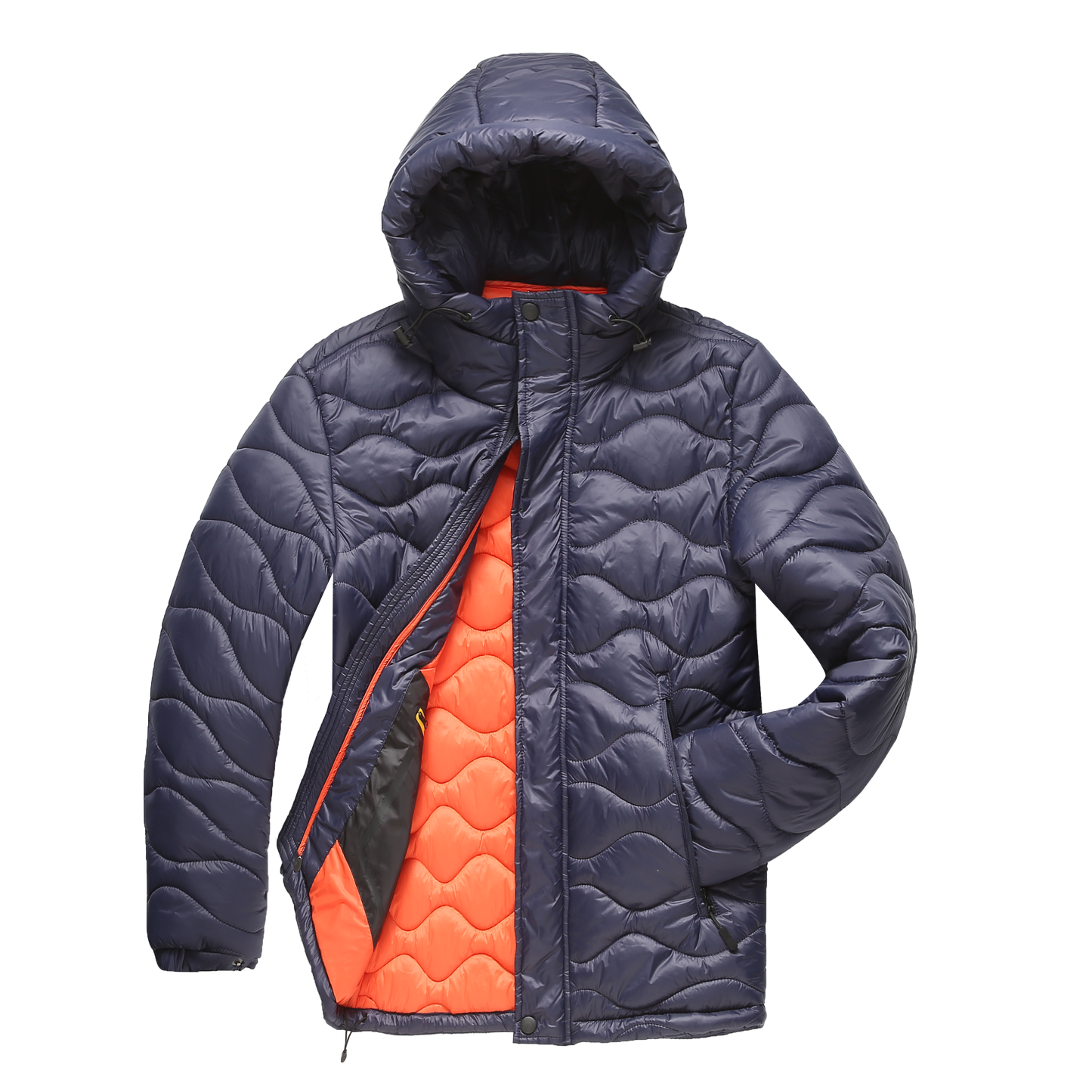 WW | Pufferjacke Gepolstert Und Winddicht Kapuze Mit Kordelzug Reißverschluss Und Druckknopfverschluss