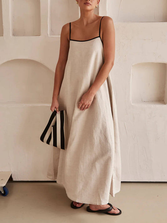 Summer A-line dress with contrasting straps
