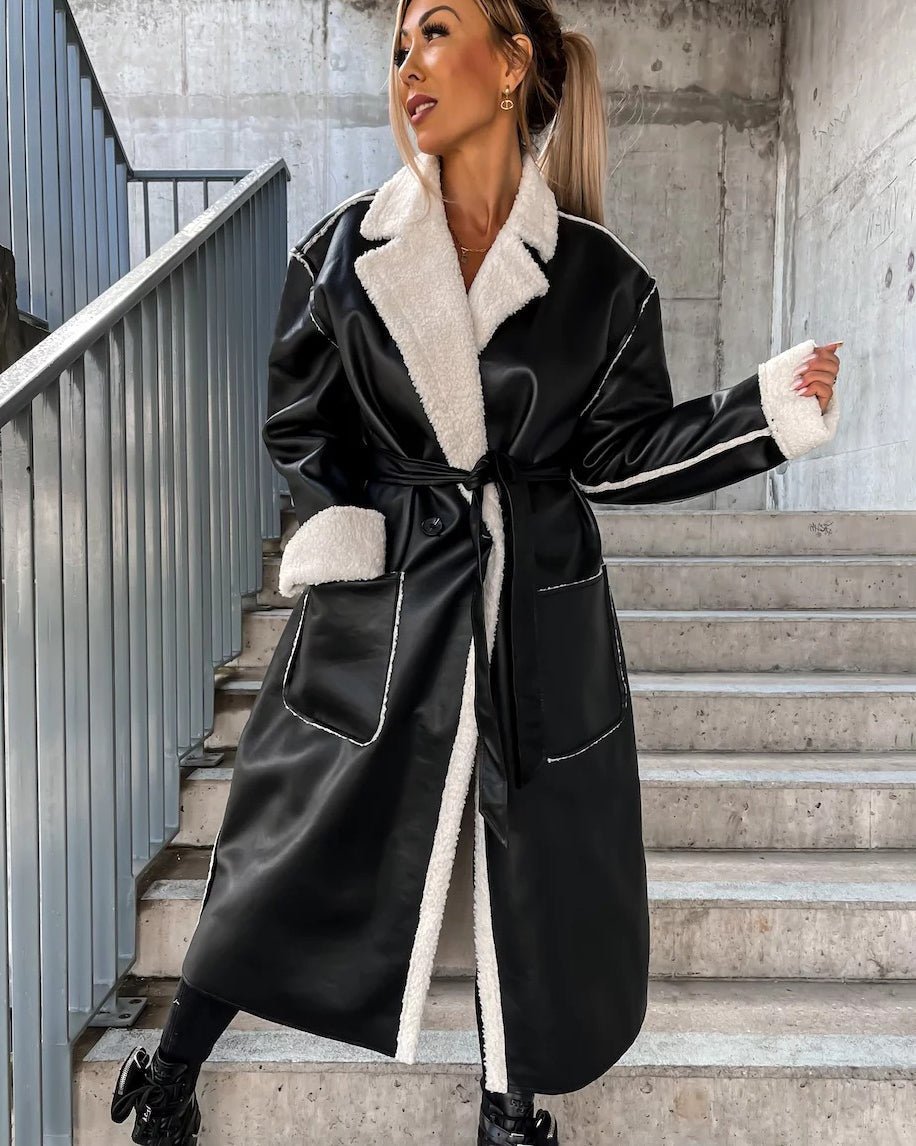 WW | Tone Kunstleder Trenchcoat - Aussagekräftige outerwear - Gürteldesign - Modern Chic