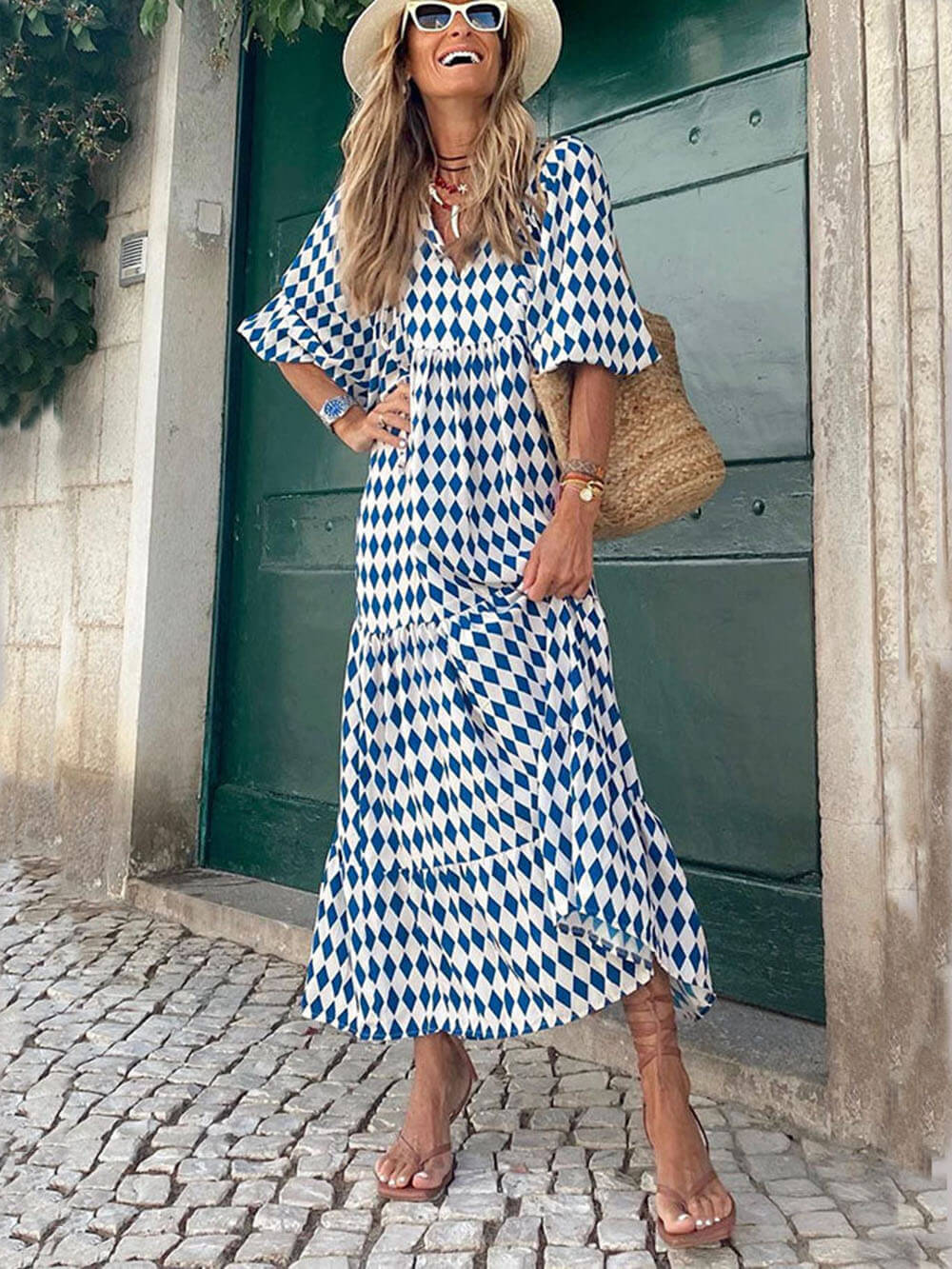 Ingrid - Relaxed maxi dress with puff sleeves