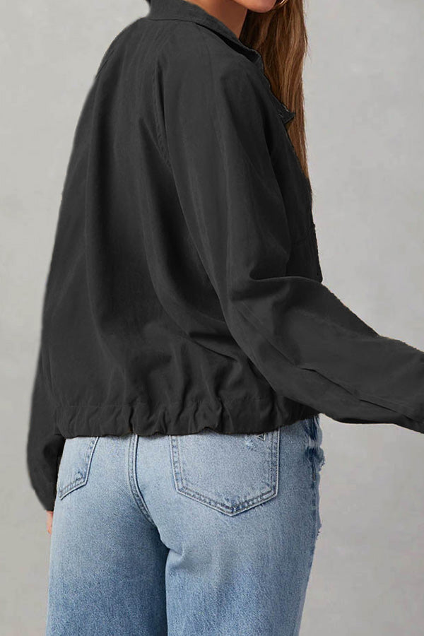 WW | kariert Revers Mehrknopf-Zwei-Taschen-Midi-Jacke