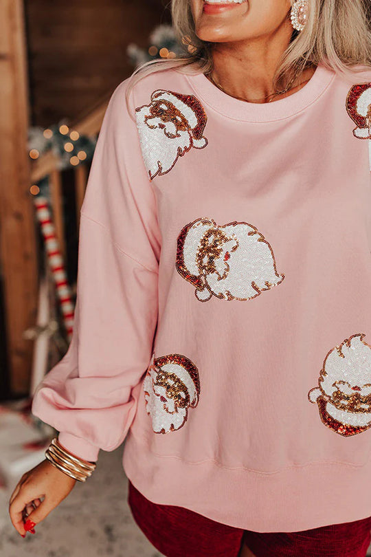WW | Weihnachtsmann Pailletten Lässiges Lockeres Sweatshirt
