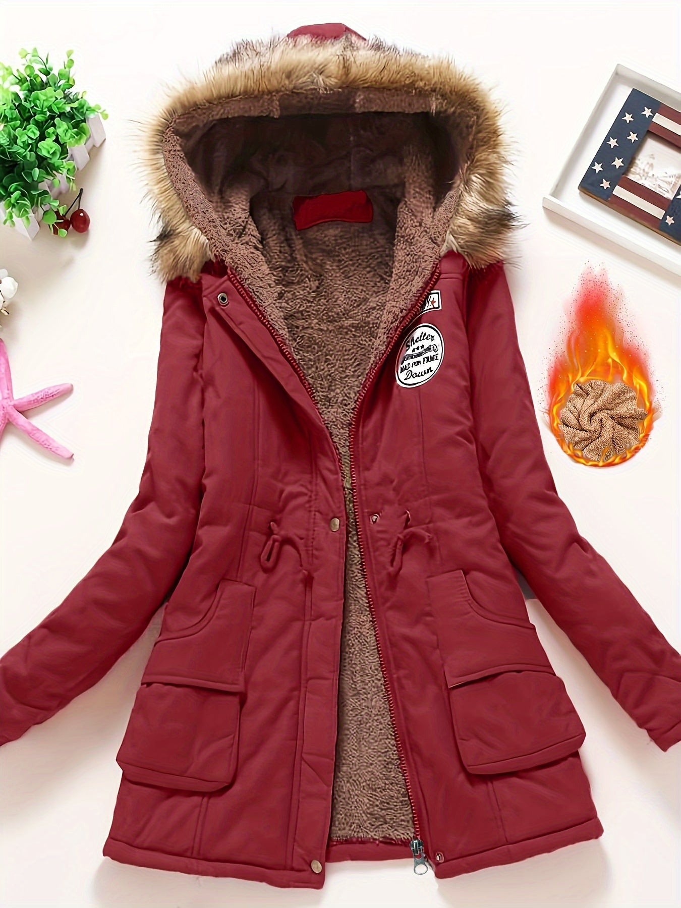 WW | Warm Winter Jacket with Fleece Lining and Hood for Women - Ideal for Autumn/Winter