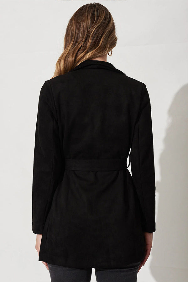 WW | Farbe Anzug Strickjacke großer Revers Wildleder langärmlige Jacke