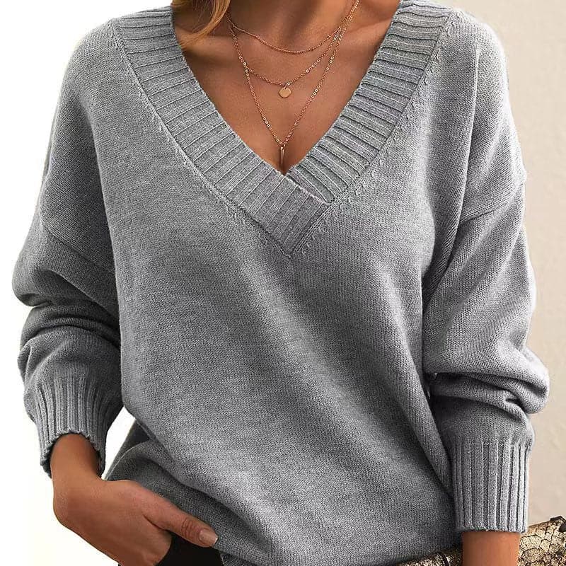 WW | V-Ausschnitt Strick Weich Und Bequem Langarm Entspannt Fit