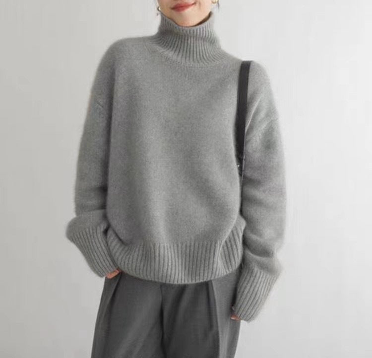 WW | Klassische und Luxuriöse Wollpullover mit Hohem Kragen