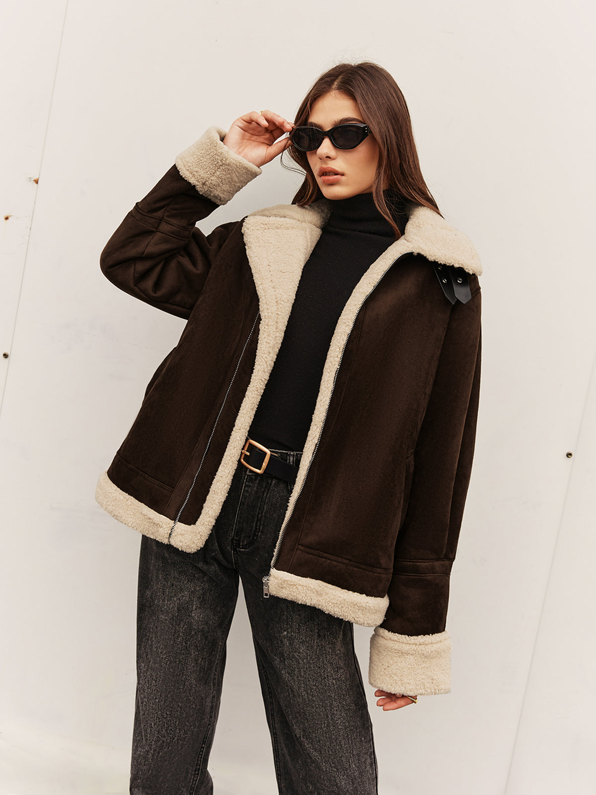 WW | Vintage brown fleece-lined jacket with a relaxed fit