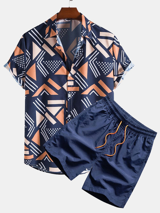 Hemd mit geometrischem Muster & Badehose
