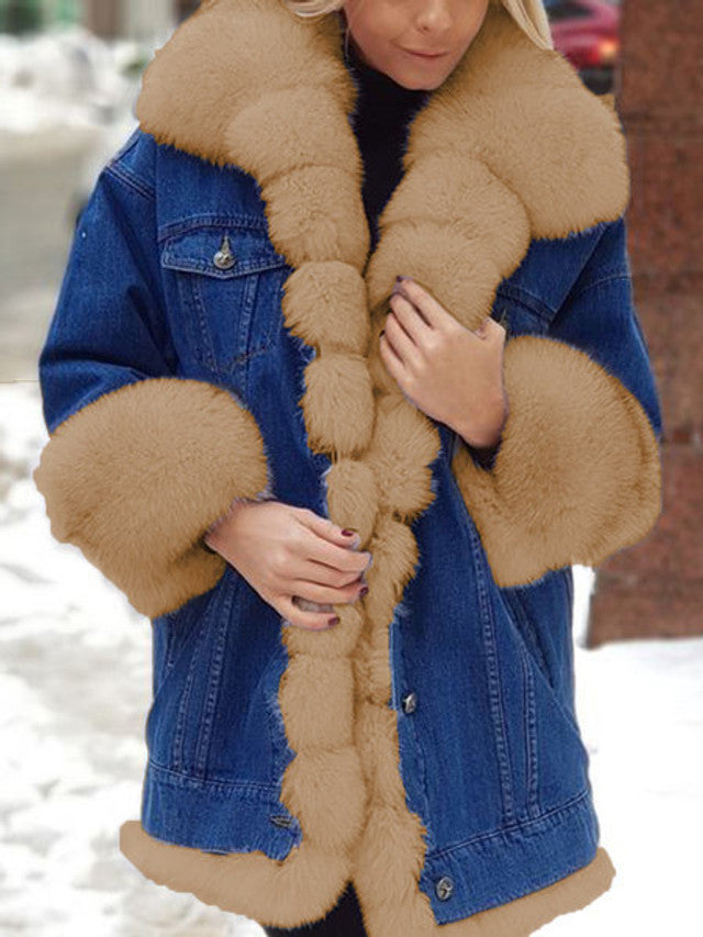 WW | Denim Fur Coat