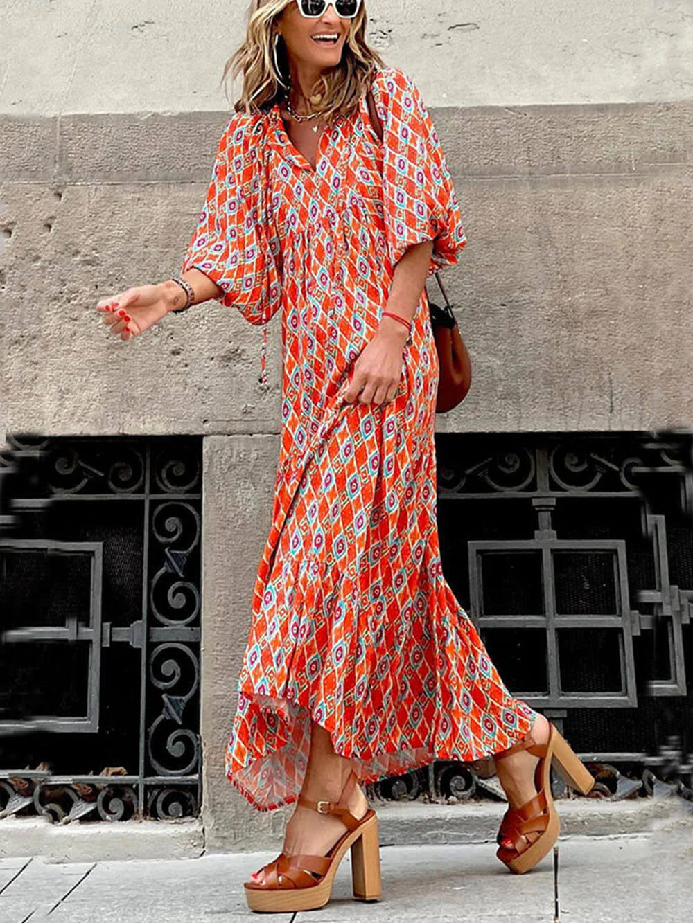 Ingrid - Relaxed maxi dress with puff sleeves