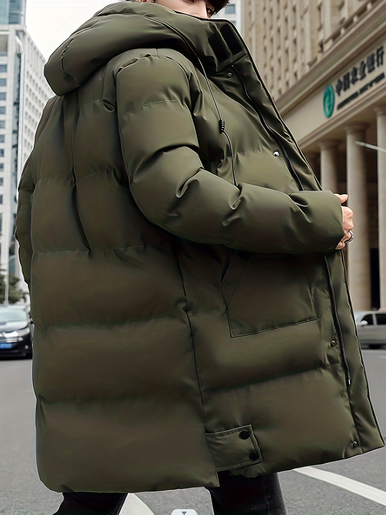 WW | Mid-Length Hooded Overcoat Winter Jacket For Men - Perfect For Outdoor Activities