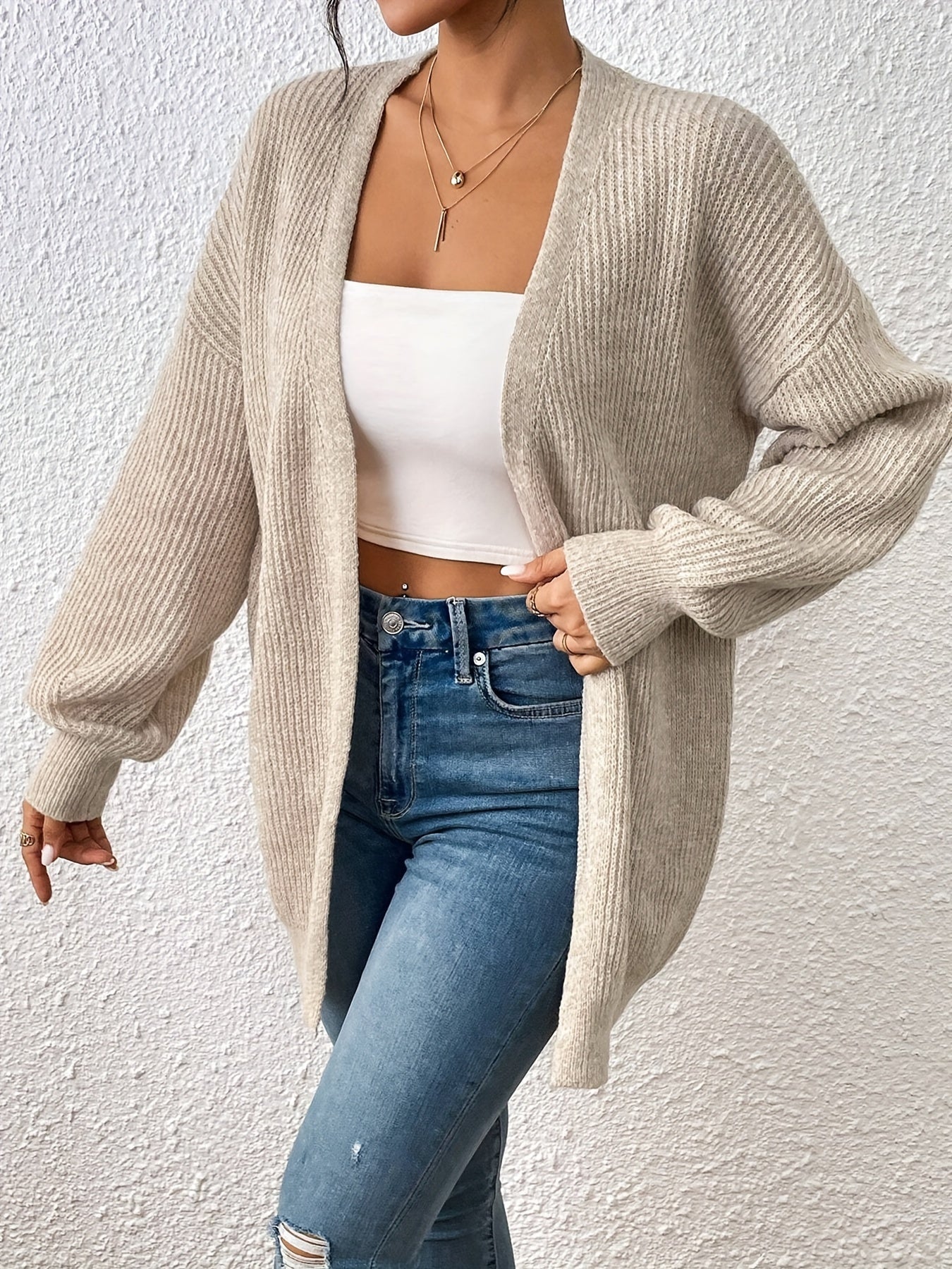 WW | Warm cotton knit cardigan for women - Ideal for winter
