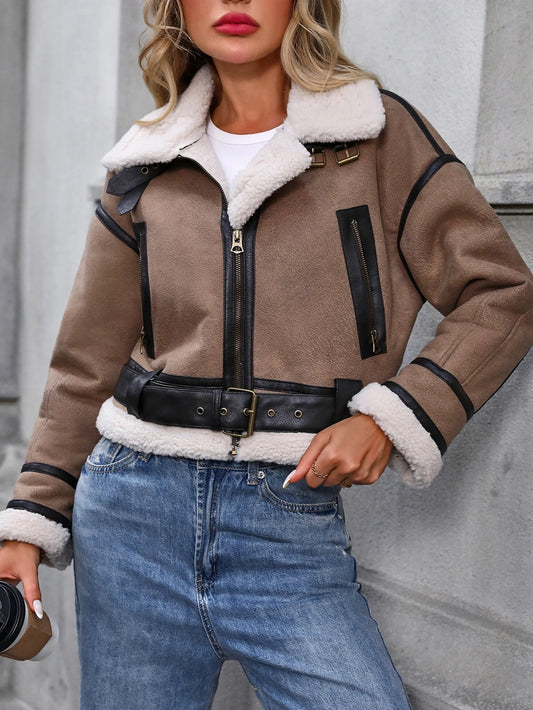 WW | Velvet short jacket with zipper detail