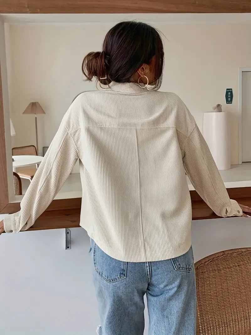 WW | Langärmelige Taschen Kordjacke mit Knöpfen