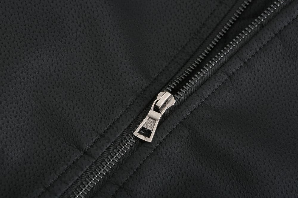 WW | Leder Look Jacke Kordelzug Kapuze Ge Quiltete Fütterung Reißverschlussverschluss Gerippter Saum