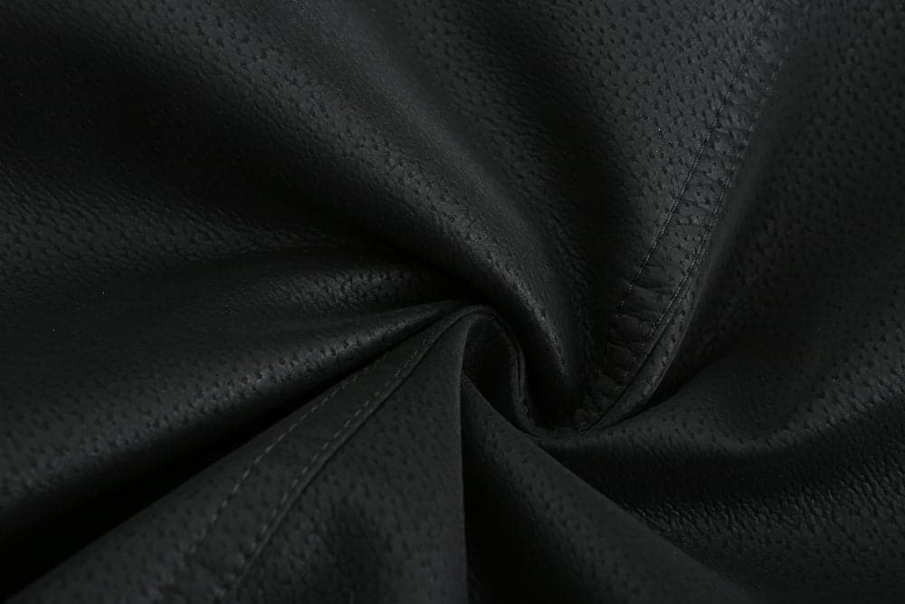 WW | Leder Look Jacke Kordelzug Kapuze Ge Quiltete Fütterung Reißverschlussverschluss Gerippter Saum