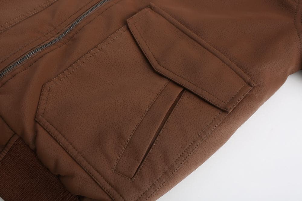 WW | Leder Look Jacke Kordelzug Kapuze Ge Quiltete Fütterung Reißverschlussverschluss Gerippter Saum