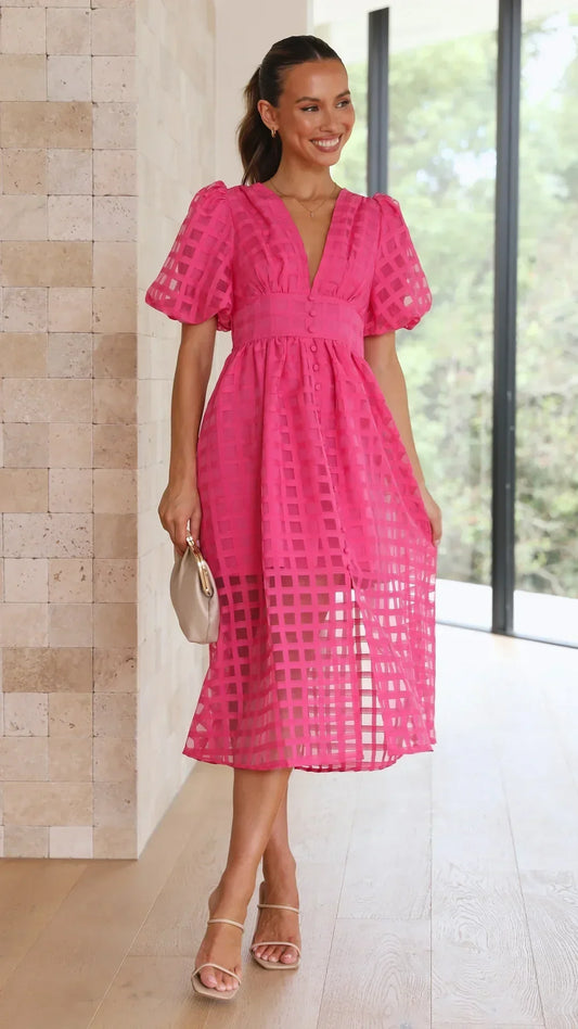 WW | Puff Sleeve Midi Dress