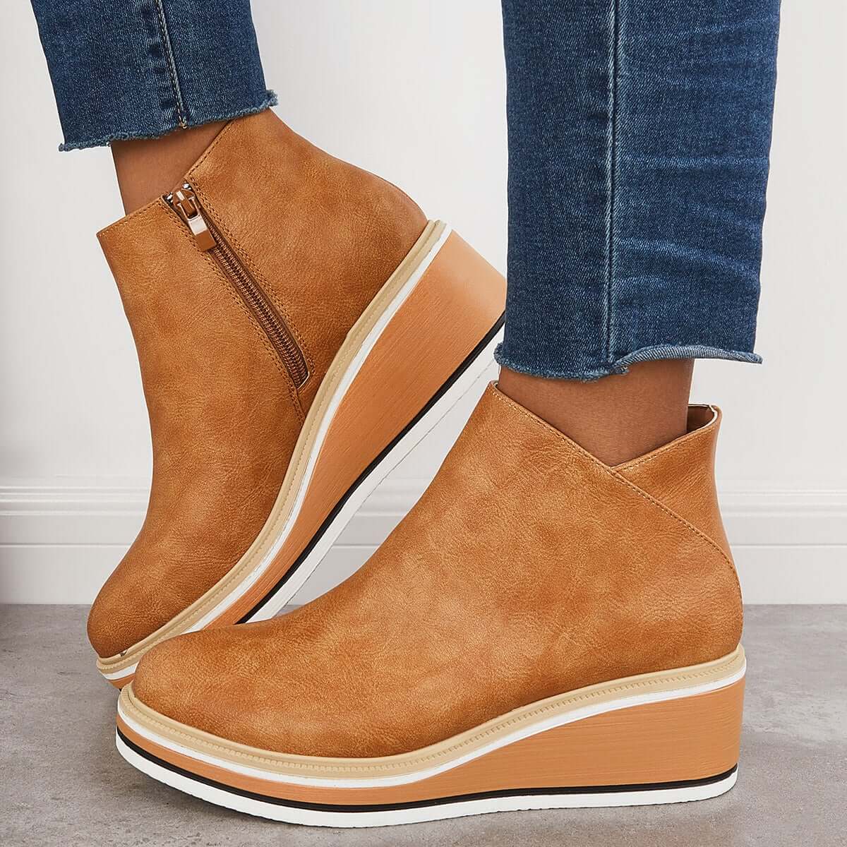 WW | Damen Stiefeletten mit Plateau und seitlichem Reißverschluss