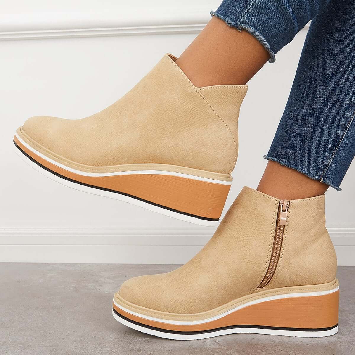WW | Damen Stiefeletten mit Plateau und seitlichem Reißverschluss