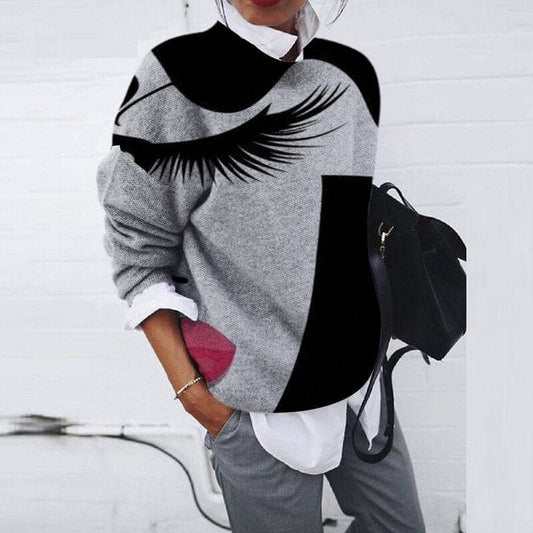 WW | Sweatshirt - Bequemer Schnitt - Grafikdruck - Langärmliger Rundhalsausschnitt