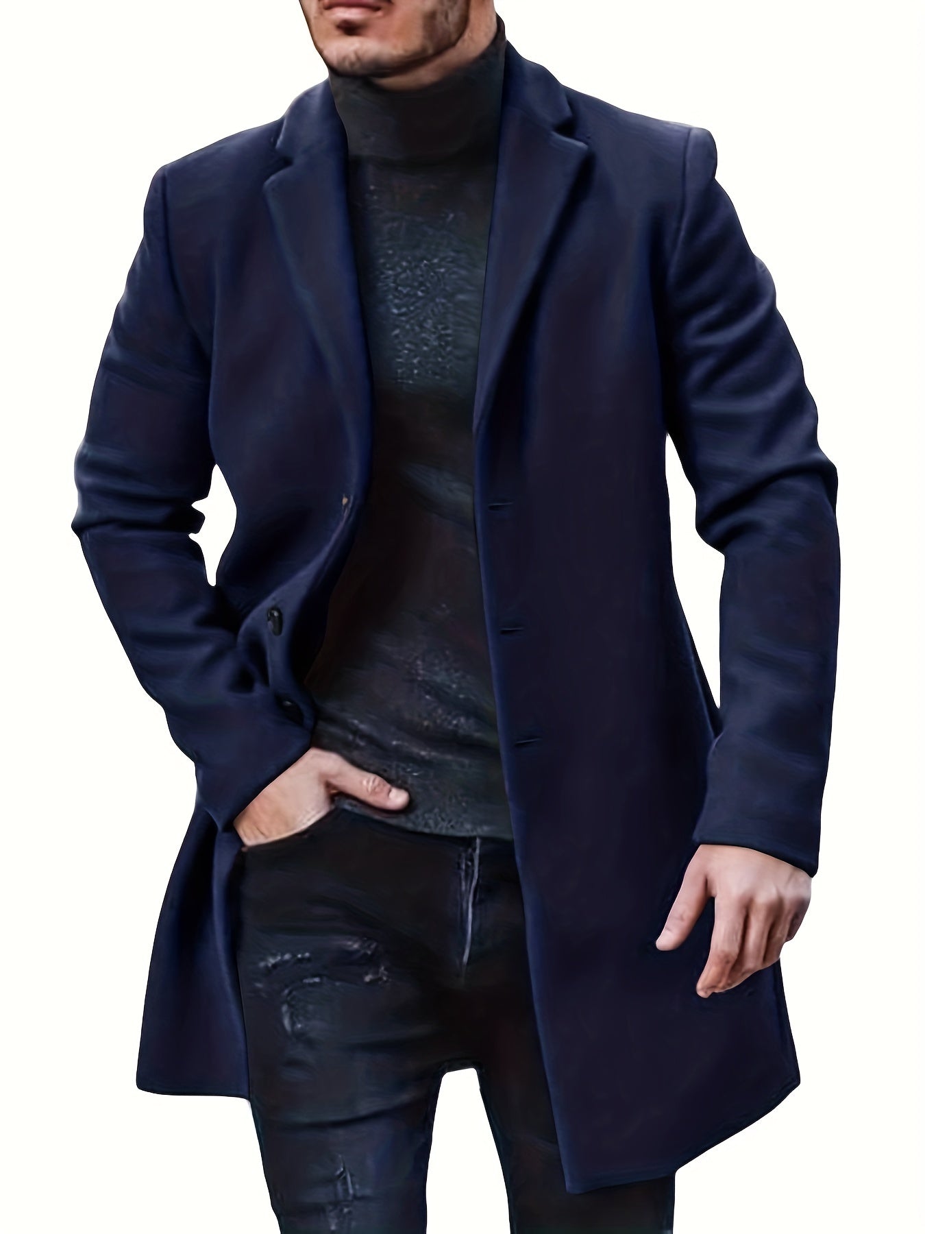 WW | Elegante mittellange Winterjacke mit einfacher Knopfverschluss für Männer - Ideal für den Winter
