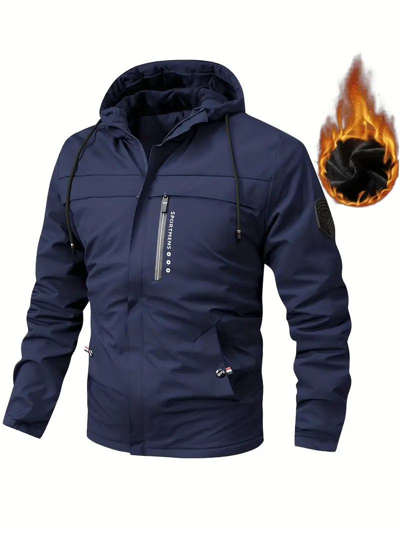 WW | warme Winterjacke mit Futter aus Leder und Taschen für Herren - Ideal für den Winter
