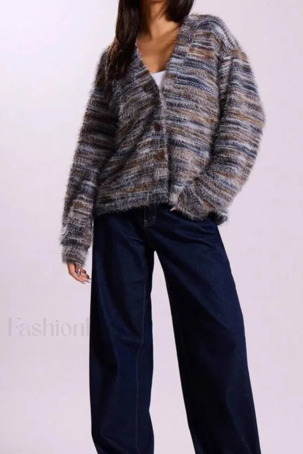 WW | Cozy vintage striped cardigan with V-neck