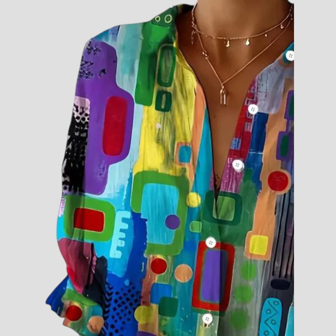 VanDeZaar® | Edna – Elegant blouse with geometric pattern