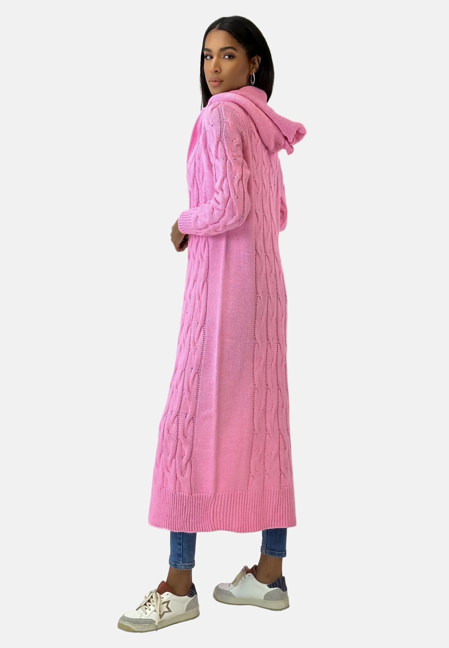 W&W - Lange Strickjacke mit Kapuze