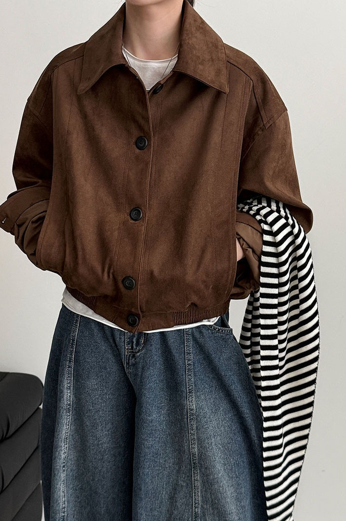 WW | Suede Lapel Collar Jacket