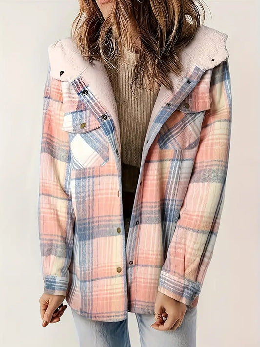 WW | Damen-Karo-Hoodie-Mantel