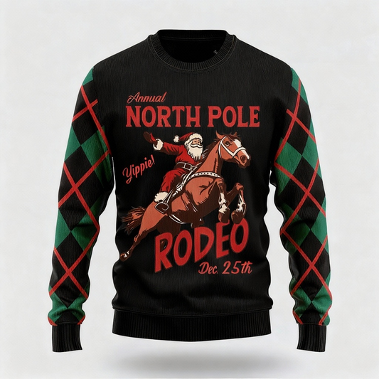 WW | Künstlerisches Weihnachtsmann-Musterdesign - Maximalistischer Weihnachtsdruck Ugly Sweater