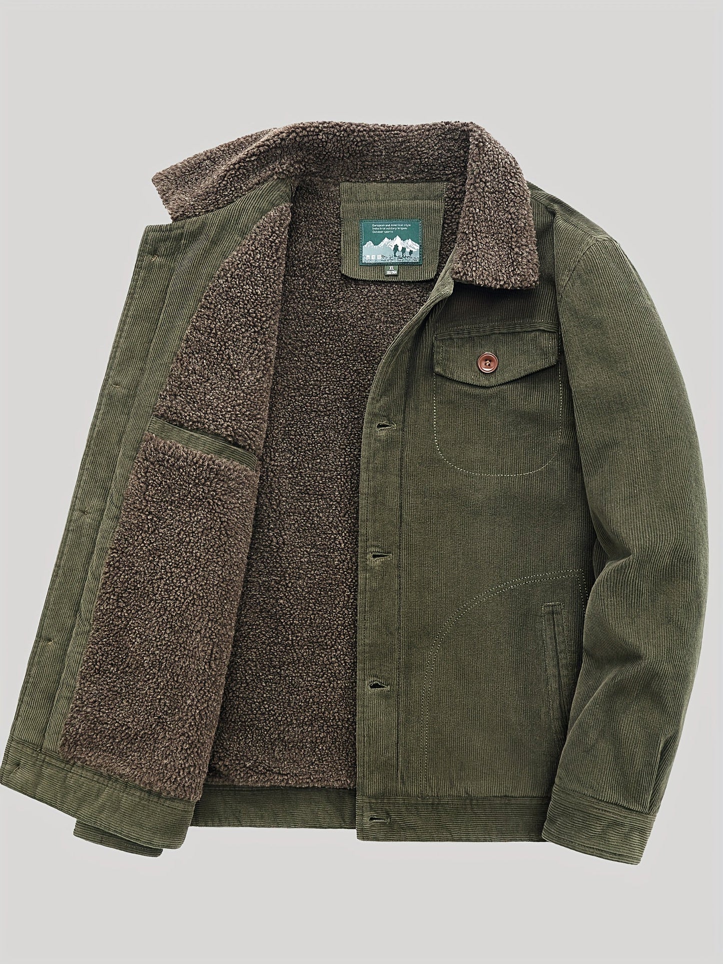 WW | Fleece Button Outdoor Jacket Lightweight With Chest Pocket For Men - Perfect For Outdoor Activities