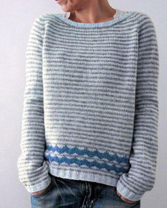 WW | Pullover Soto Lange Ärmel Gestreiftes Design Stricktextur