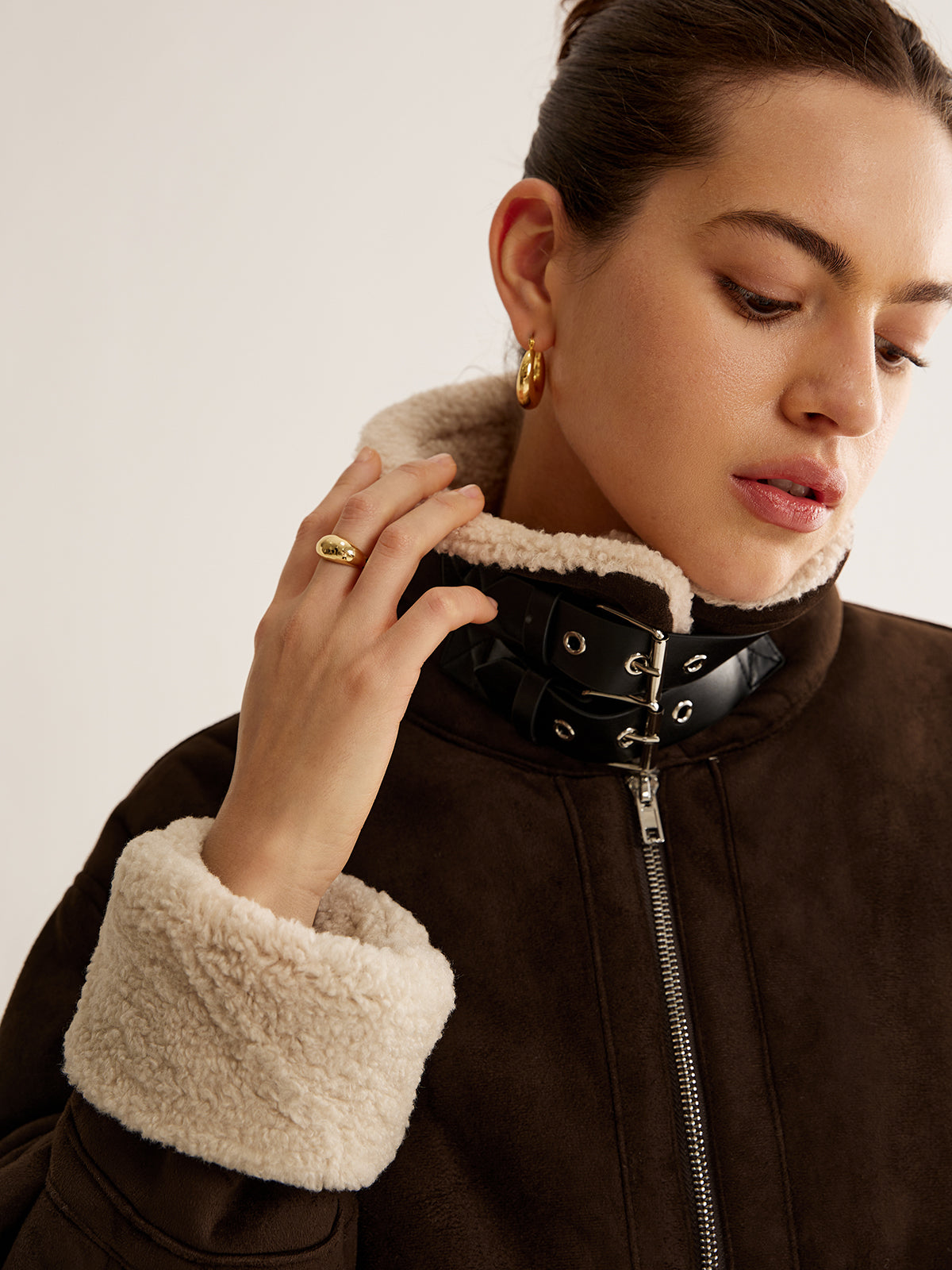 WW | Vintage brown fleece-lined jacket with a relaxed fit