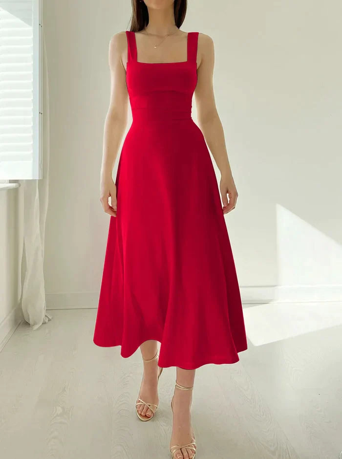 WW - Elegantes ärmelloses A-Linien-Midikleid – Zeitloser Chic | Fit-and-Flare Midikleid – Perfekt für jeden Anlass