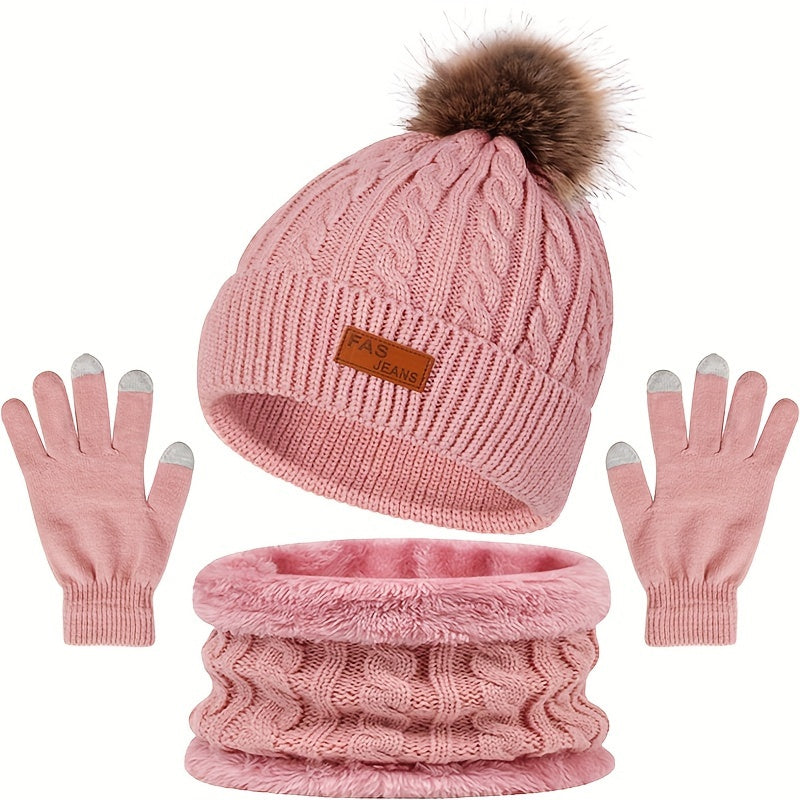 WW | Lässiges Winter Essential Mütze und Handschuh Set für Frauen