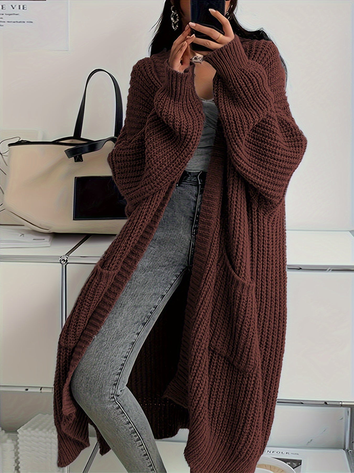 WW | Long, casual wool jacket with patch pockets for women - Perfect for everyday wear