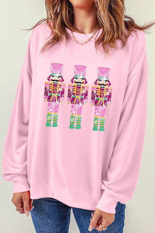 WW | Weihnachten Lässig Locker Rundhals Pailletten Ärmel Sweatshirt