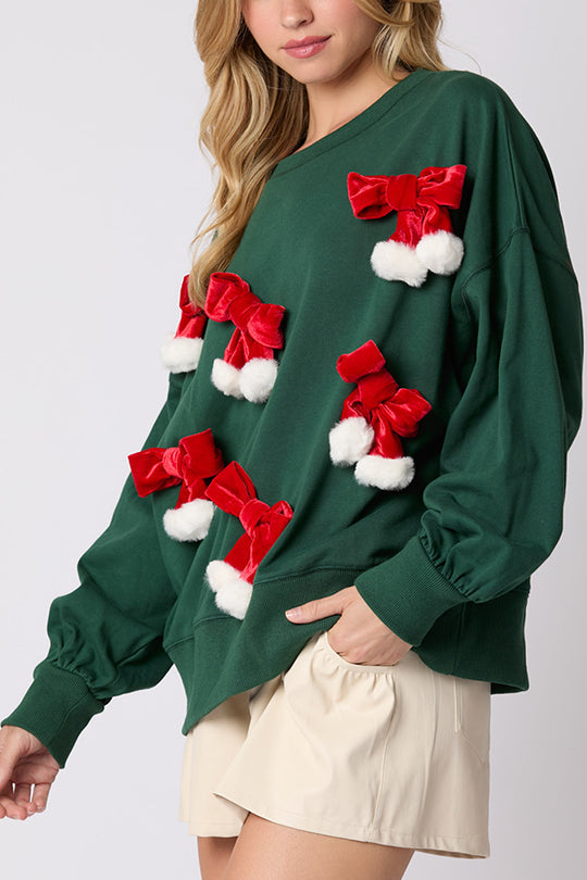 WW | Weihnachts Schleife Verziert Lässiges Langärmeliges Sweatshirt