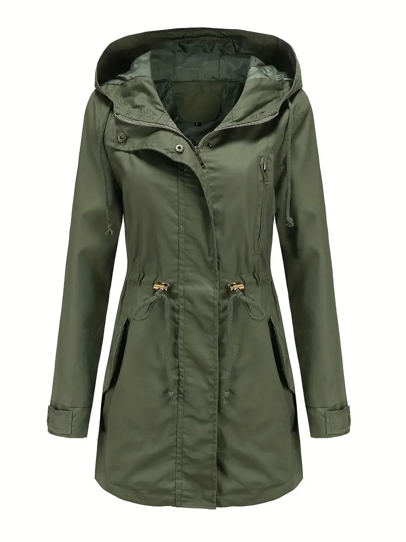 WW | Damen Langarm Gepolsterter Trenchcoat Wasserdicht