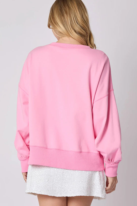 WW | Christmas Bow Sequin Loose Casual Long Sleeve Sweatshirt