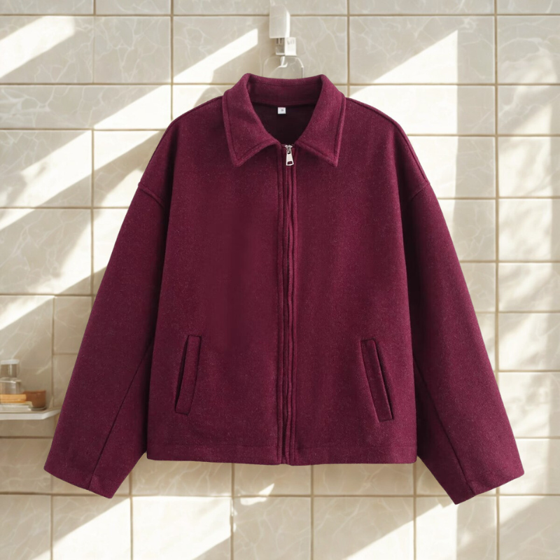 WW | Boxy fit women's short jacket with pointed collar and front zipper