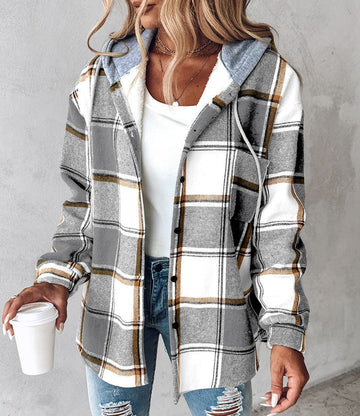 WW | Cozy checked hoodie with drawstring for women