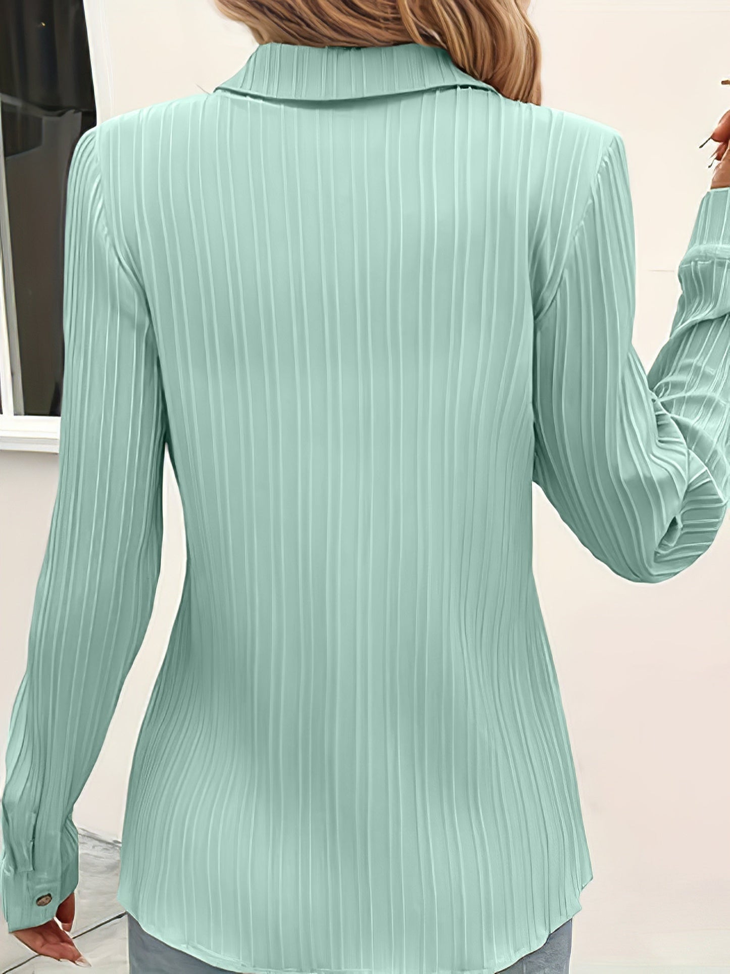 WW | Smooth Button-Up Blouse with Long Sleeves