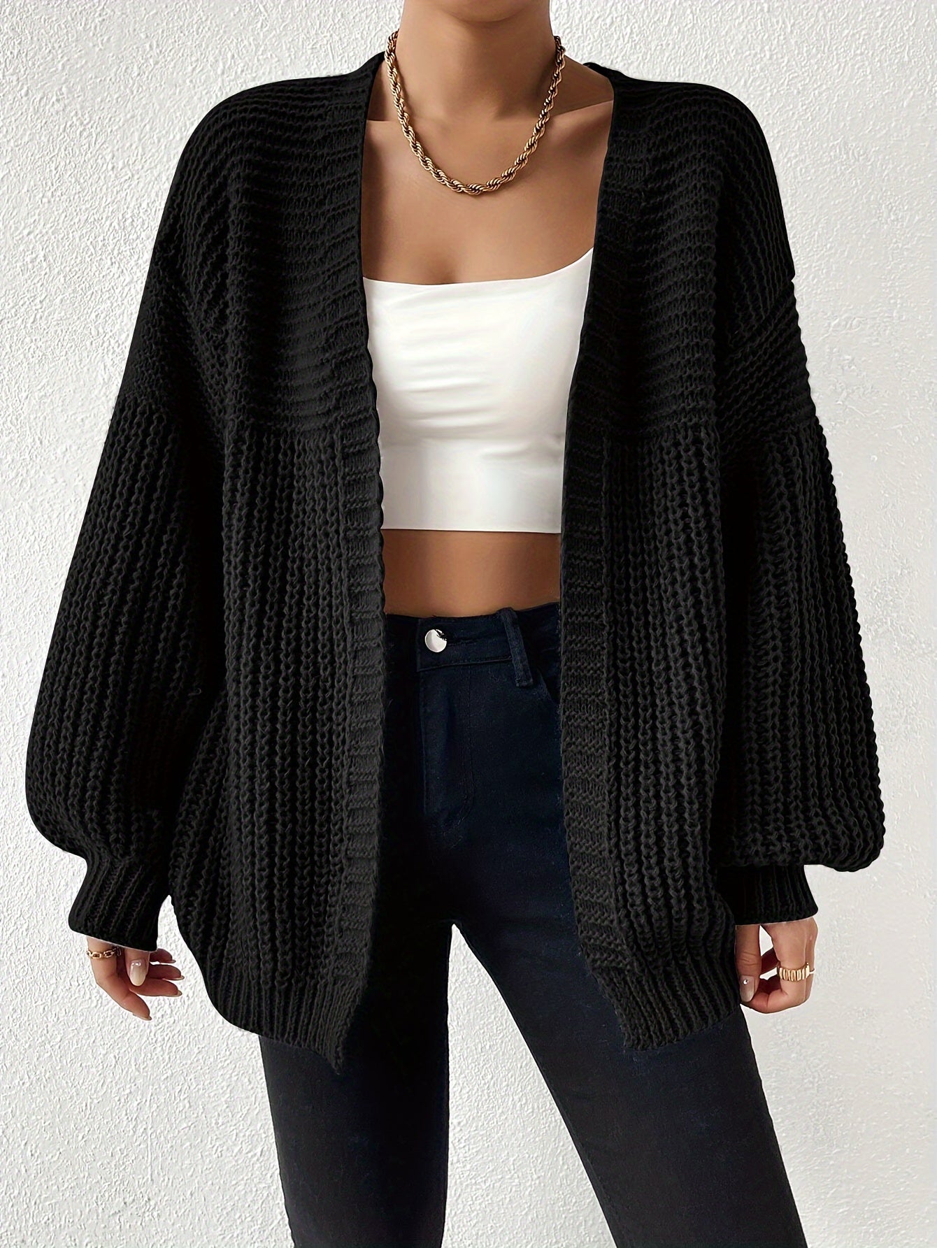 WW | Cozy Chunky Knit Drop-Shoulder Cardigan for Women - Perfect for Relaxed Days