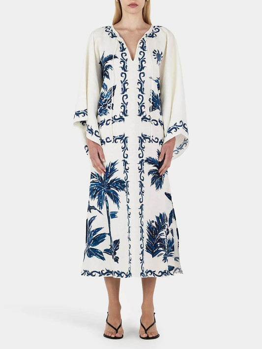Vintage Hawaii Print Sequin Oversize Loose Midi Dress